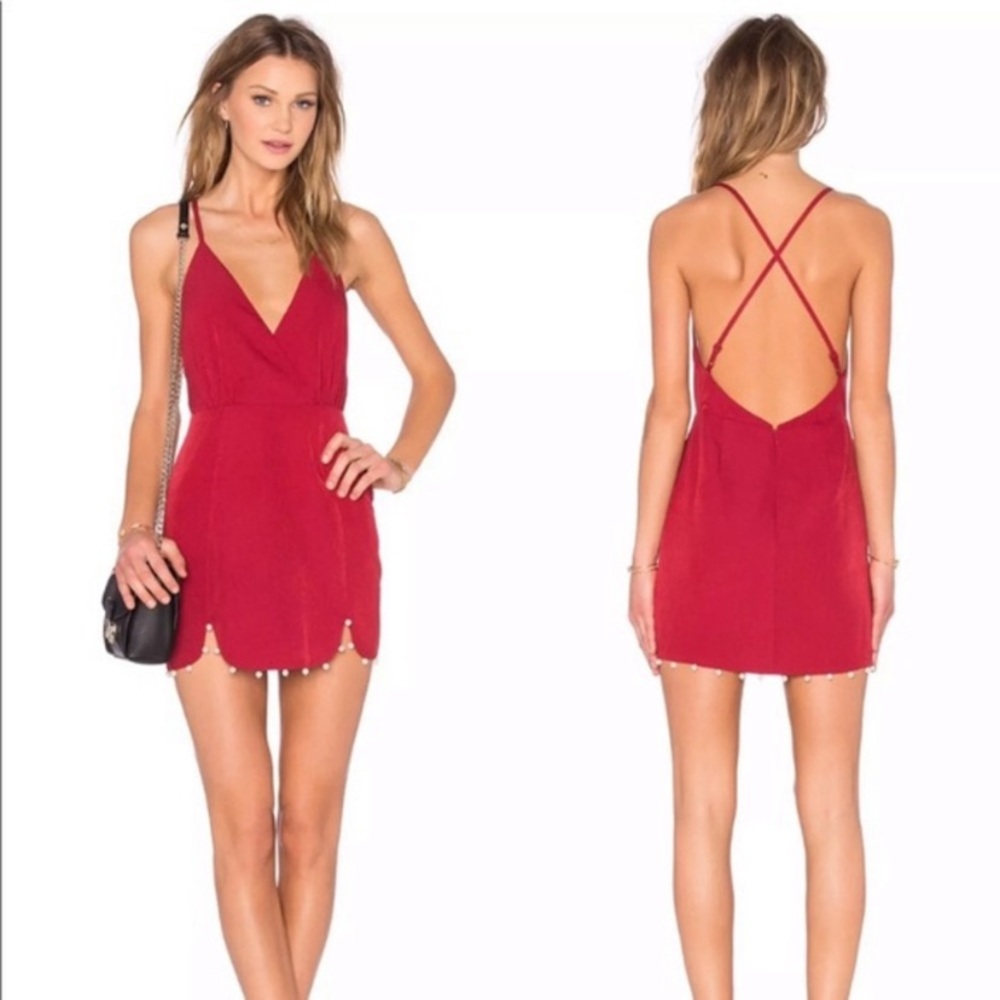 NBD little red dress with pearls